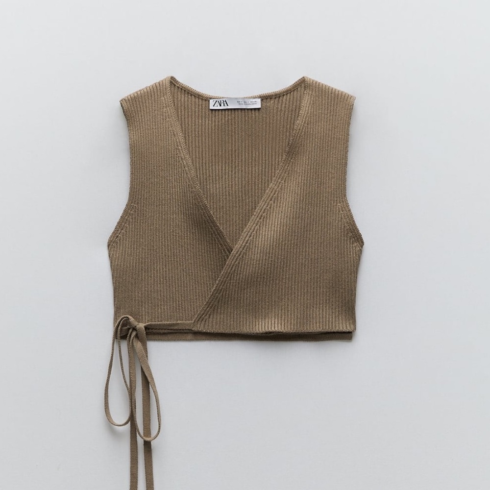 NWOT Zara Wrap Knit Crop Top